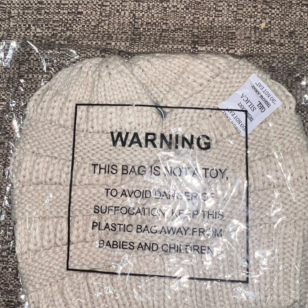 C.C-  Beige Cable Knit Beanie - Picture 4 of 4